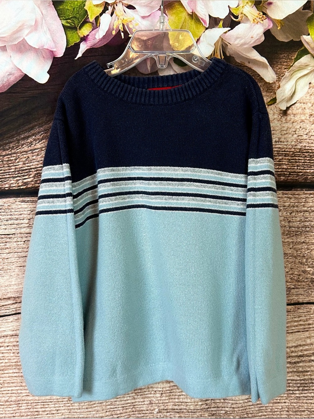 Mossimo Little Boys Ramie Blue Sparkle Striped Knitted Soft Sweater Pullover